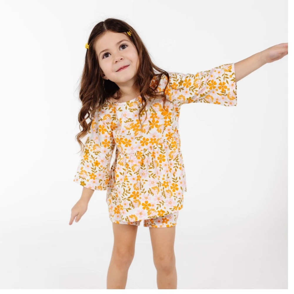 Floral Kids Matching Set - Orange and White Alice +Ames